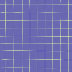 Trendy seamless pattern with hand-drawn  cell grid  on pantone 2022  very peri background.  Simple and stylish trendy abstract fabric design. Checkered repeated texture.