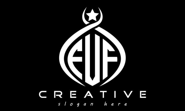 FVF three letters monogram curved oval initial logo design, geometric minimalist modern business shape creative logo, vector template	