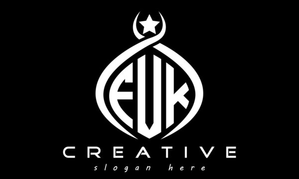 FVK three letters monogram curved oval initial logo design, geometric minimalist modern business shape creative logo, vector template	