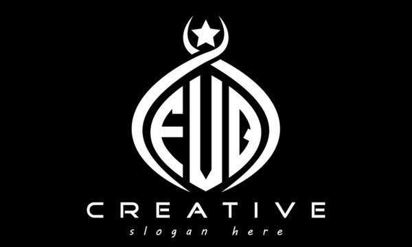 FVQ three letters monogram curved oval initial logo design, geometric minimalist modern business shape creative logo, vector template	