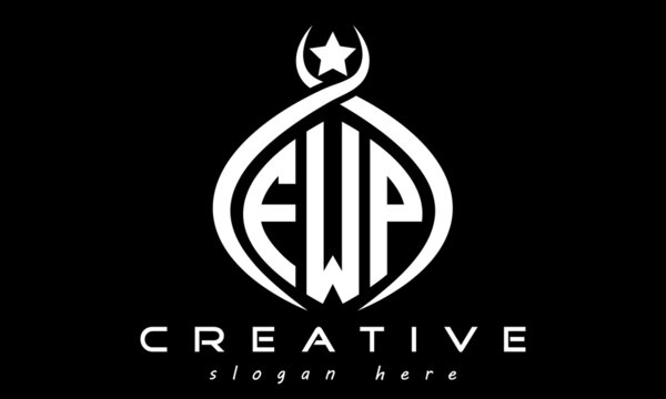 FWP three letters monogram curved oval initial logo design, geometric minimalist modern business shape creative logo, vector template