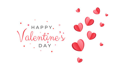 Valentines Day Background Design with Heart Stickers Scattered. Papers heart on white background