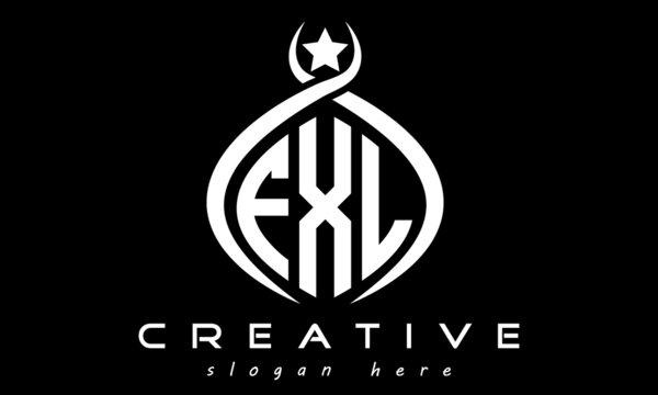 FXL three letters monogram curved oval initial logo design, geometric minimalist modern business shape creative logo, vector template