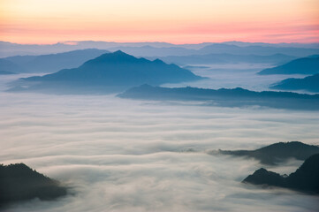 Fototapeta premium landscape with fog and mountain