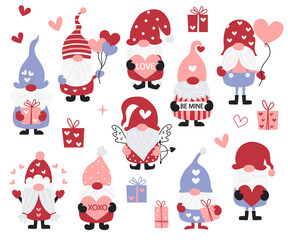 Set of cute Valentine gnomes.