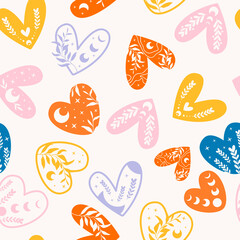 Retro seamless pattern with Valentine hearts.