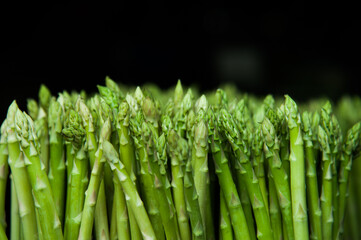 fresh asparagus with black background