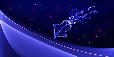 Grafik Design Karte Kalmar Tintenfisch © juwelle