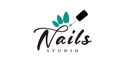 nail studio logo design with style and creative concept