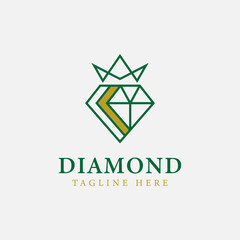Naklejka premium Diamond and Crown Logo Design Template