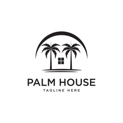 Obraz premium Palm House Logo Vector Icon Illustration
