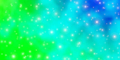 Light Blue, Green vector texture with beautiful stars.