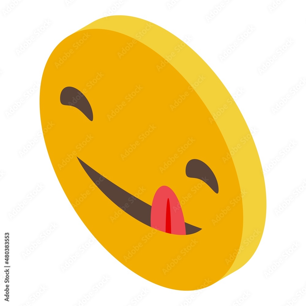 Sticker smiley emoji icon isometric vector. happy smile - Stickers