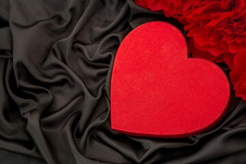 Fototapeta premium red sexy background with heart shape box and knickers