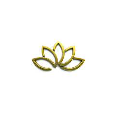 Gold Lotus Flower Background. 3D Render Illustration