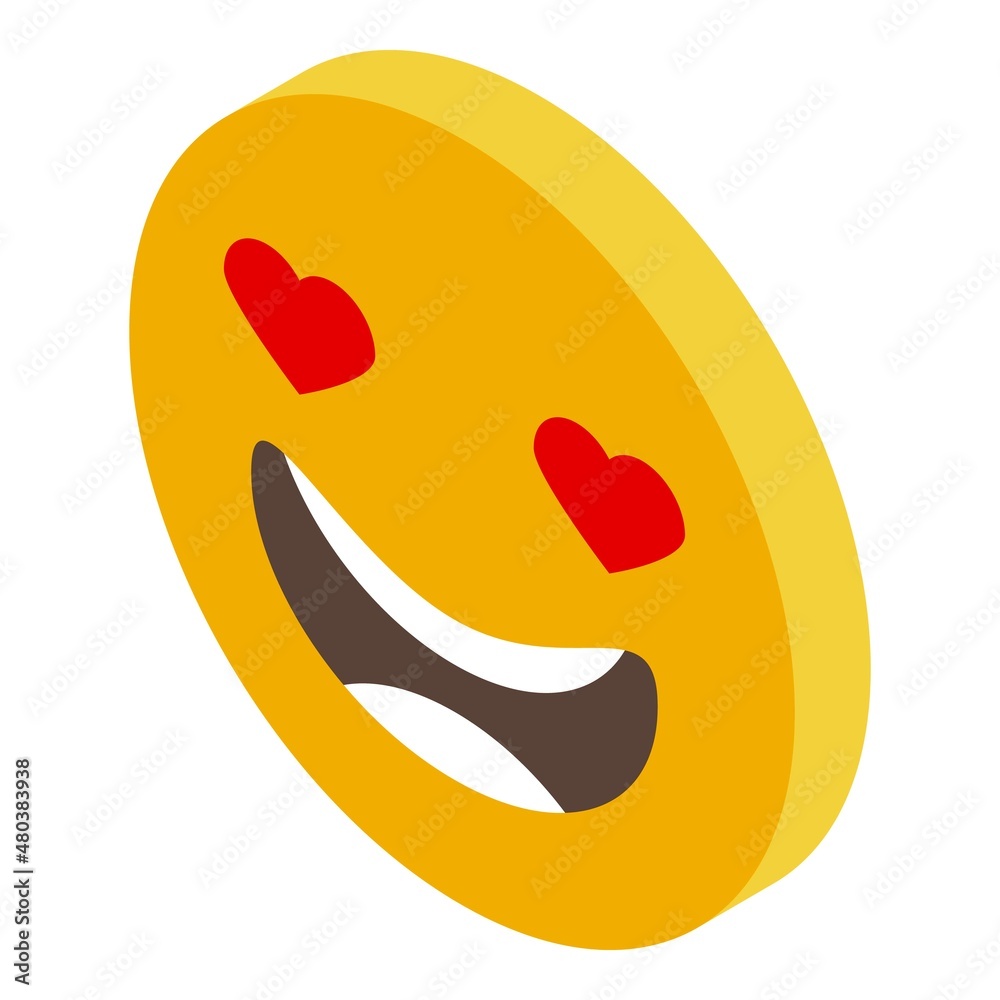 Poster in love emoji icon isometric vector. face happy - Posters
