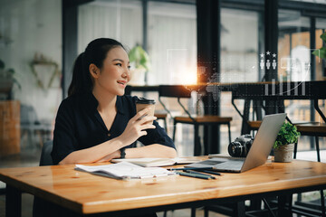 Business women use tax calculators and Company Revenue. Account, Finance Fund Investment consult concept.