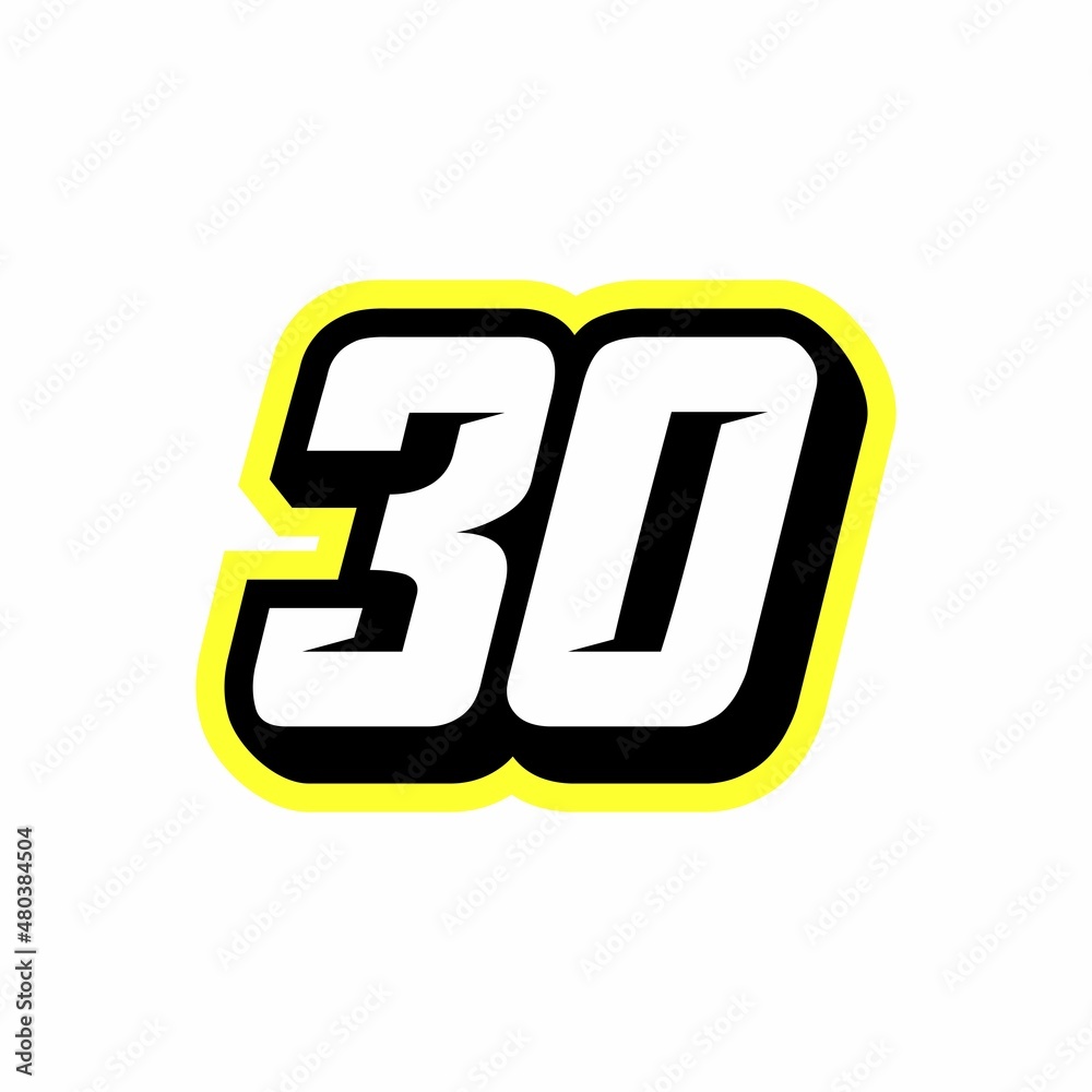 Sticker racing number 30 logo design inspiration