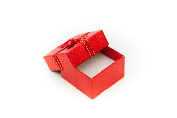 red gift box isolated on white, open lid little