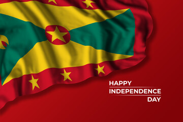 Grenada independence day greetings card with flag - obrazy, fototapety, plakaty