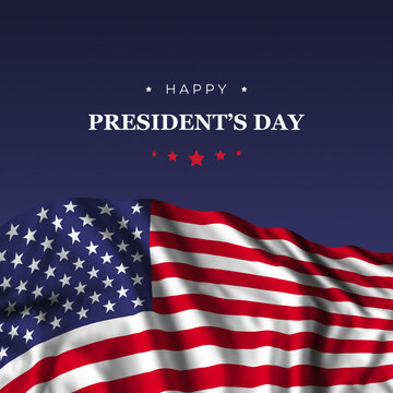 Presidents day greetings card with US flag