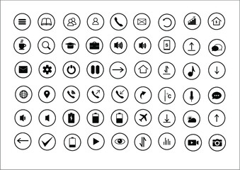 black and white icons set