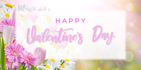 Holiday Valentines day background with flowers