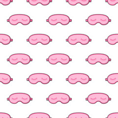 Sleeping Mask Seamless Pattern On A White Background. Sleep Mask Theme Vector Illustration