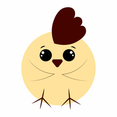 Cute cartoon round Chick. Draw illustration in color