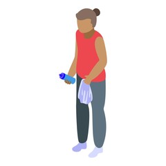 Woman resting athlete icon isometric vector. Exercise man