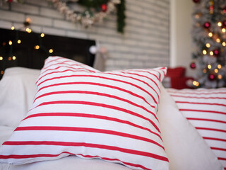 Holiday and Christmas pillows in a well appointed American home