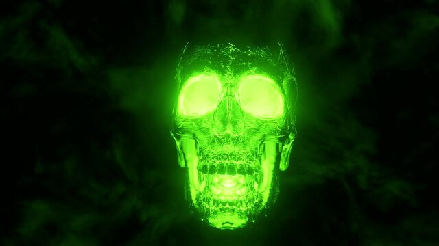 Scary skull in acid green light.