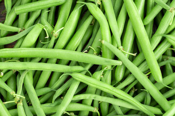 Green Beans Background. Healthy food. Top view.