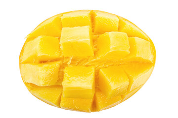 Fresh mango half isolated on white background. Mango with clipping path.