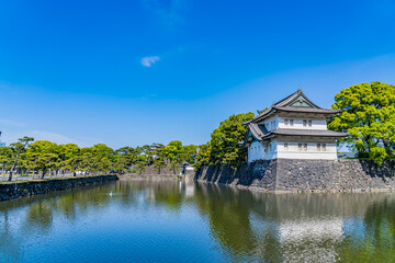 東京の都市風景 皇居外苑 旧江戸城 桜田巽櫓と富士見櫓