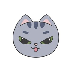 Portrait of a cute angry cat. Vector flat illustration isolated on white background
