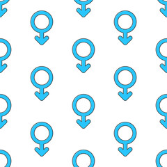 Male Gender Symbol Seamless Pattern On A White Background. Gender Theme Vector Illustration