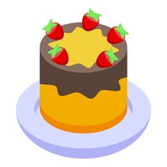 Party cake icon isometric vector. Happy birthday