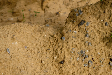 Unsifted sand for construction with small stones.