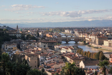 Arno river in Florence Old town, Italy 