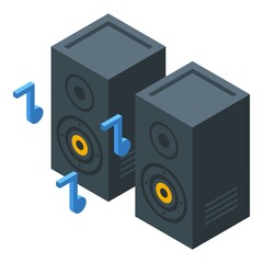 Party speakers icon isometric vector. Speaker sound