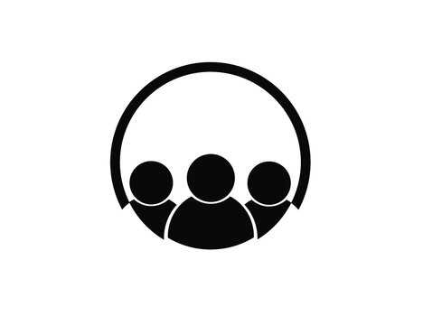 Black flat icon of group of people (team, collaboration). Business vector illustration.