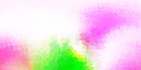 Light pink, green vector triangle mosaic backdrop.
