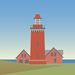Bovbjerg lighthouse in Denmark. Vector Illustration