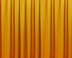 Golden Curtain Texture Abstract Background with Yellow and Orange Shades. Modern 3d rendered curtain backdrop