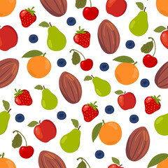 Fototapeta na wymiar Seamless pattern with fruit. Backgrounds and wallpapers for invitations, cards, fabrics, packaging, textiles, posters. Vector illustration. 