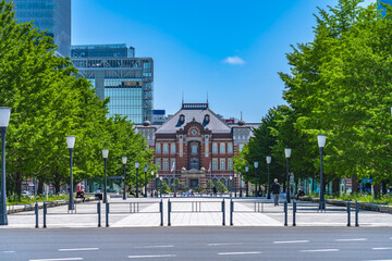東京の都市風景 行幸通りから見る東京駅