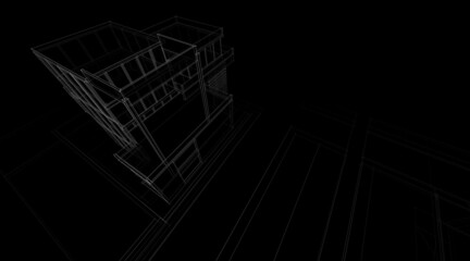 architectural sketch of a building 3d drawing