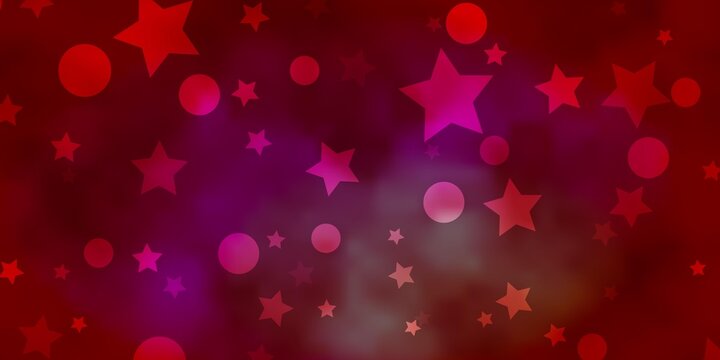 Light Red vector background with circles, stars. Abstract illustration with colorful spots, stars. Template for business cards, websites.