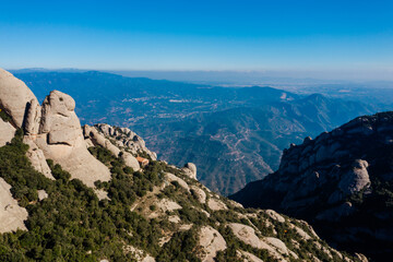 Aerial landscape with mountains of Montserrat ,Spain